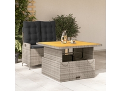 Pcs Conjunto De Jantar P/ Jardim C/ Almofadões Vime Pe Cinza Dkd Home Decor