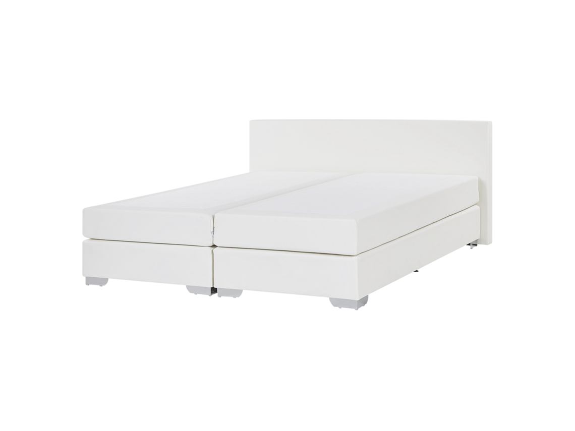 Cama doble BELIANI President de piel sintética blanca 170x210x90