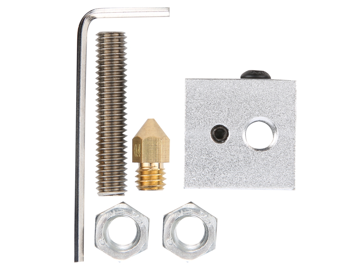 4 Conjuntos Accesorios Impresora 3d Bloque De Calentamiento Tubo Roscado 1.75mm Boquilla 0.4mm Llave