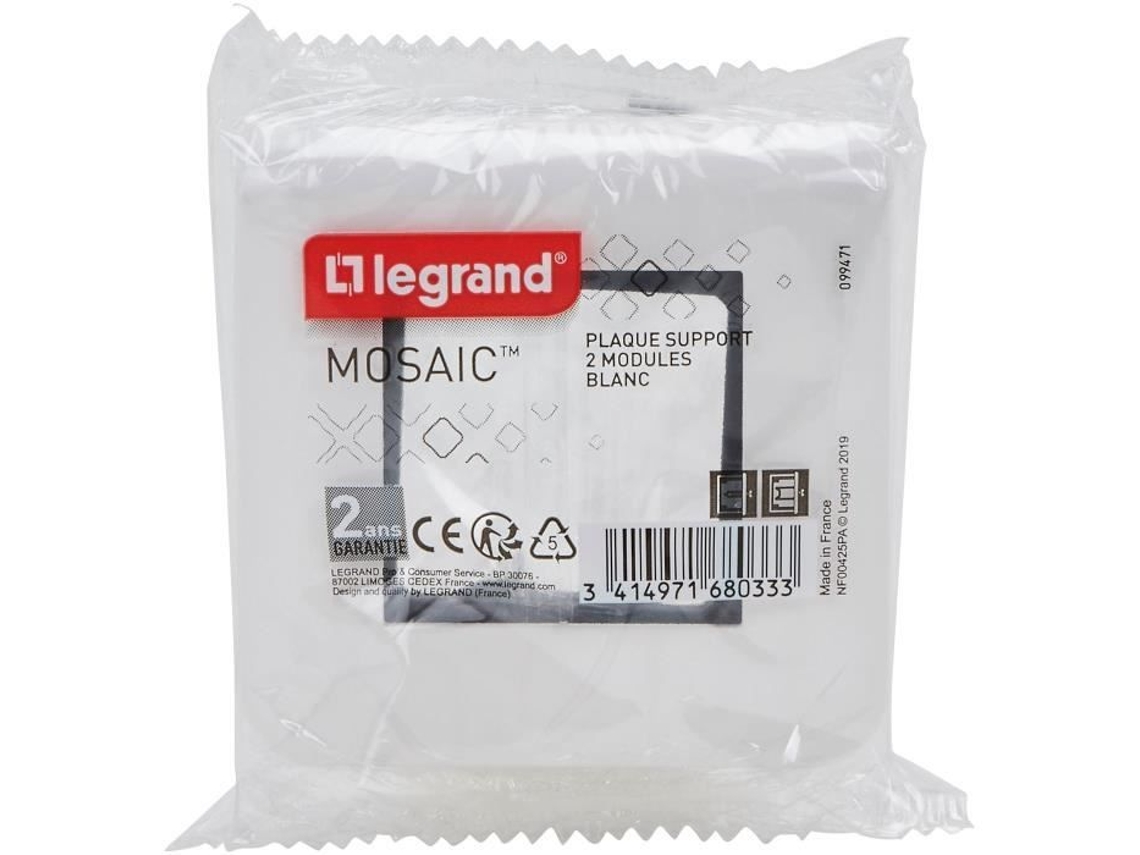 Placa Soporte De Garras En Mosaico 2 Módulos Blanco Legrand