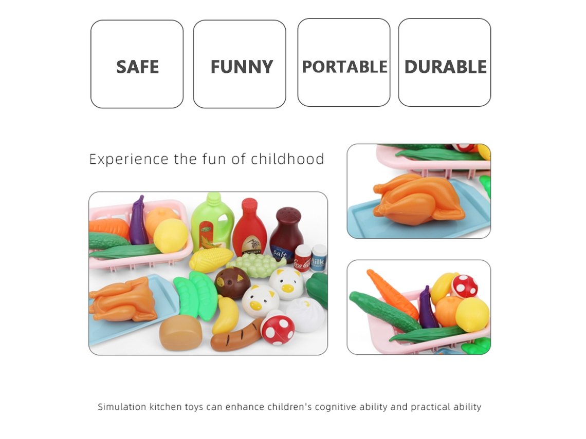 Juego De Cocina De 42 Piezas - Juguete De Cocina De Juguete Con Gorro Y Delantal De Chef - Regalo Educativo Para Niños