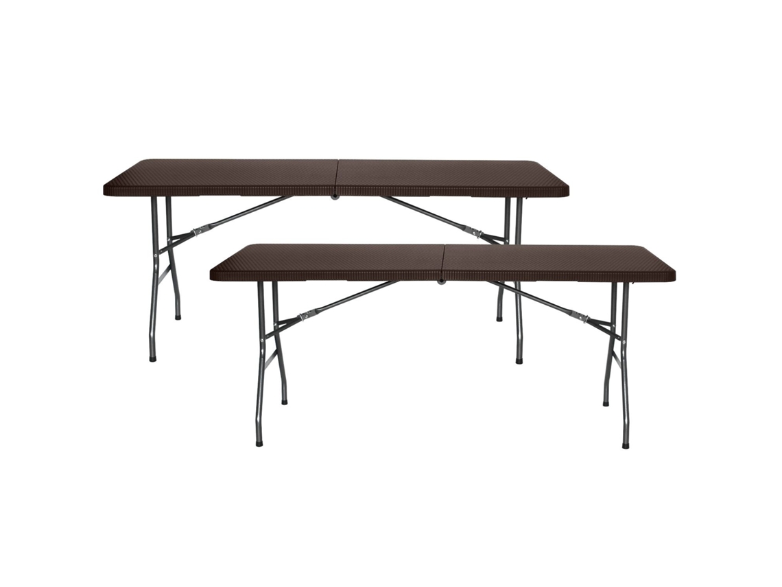Pack 2 Mesas Plegables 180cm Rectangular Catering color efecto ratan THINIA