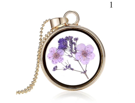 Collar colorido cuentas colgantes redondas de la cadena joyería de joyas de joyas para mujeres flores secas