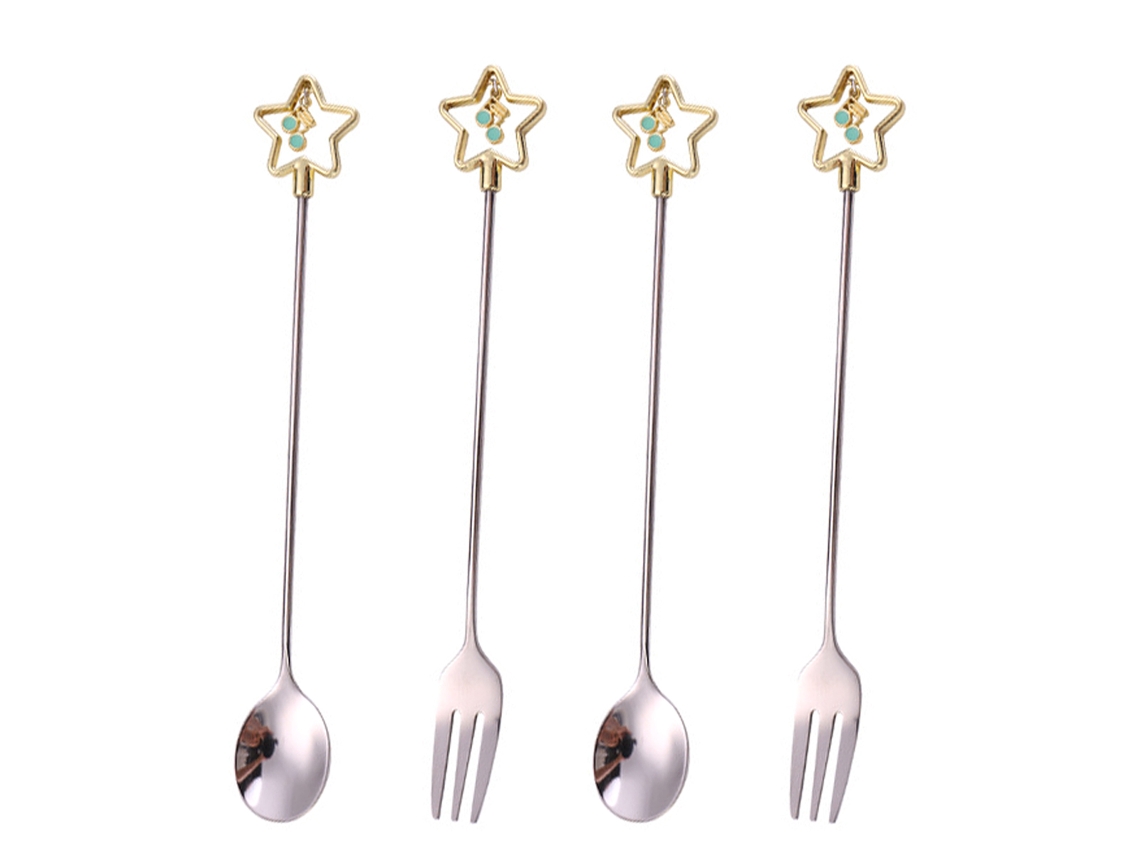 Juego de cubiertos de acero inoxidable - 4 piezas de cucharas soperas TRUYUETY