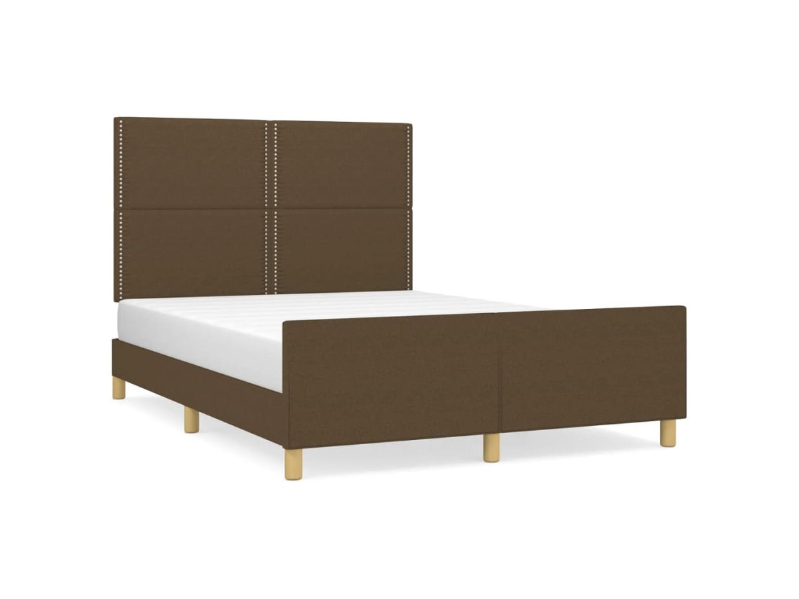 Maison Exclusive - Cama Sin Colchón Tela Marrón Oscuro 140x200 Cm