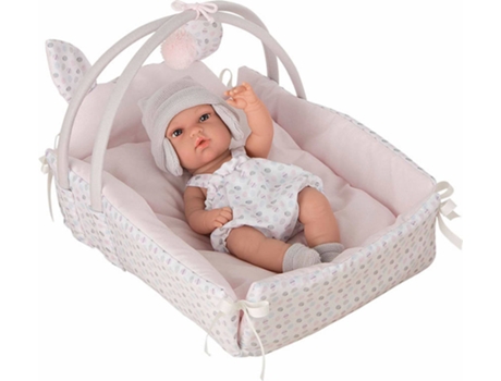 Muñeco ARIAS Elegance 33 cm Natal con Cunita Bubbles (Edad Mínima: 0 Años - 28 x 20,5 x 41 cm)