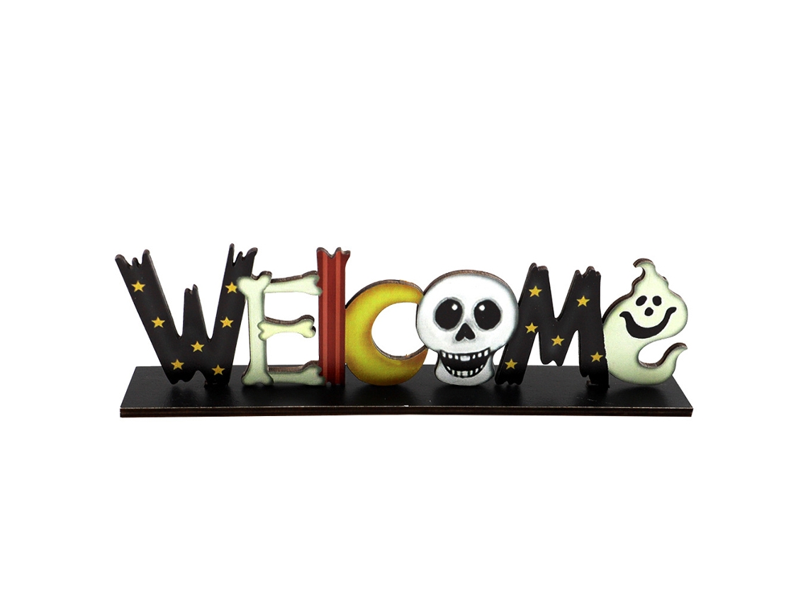 Adornos De Madera Halloween: Calabaza, Esqueleto, Araña, Murciélago, Decoración Escritorio, Fiesta.