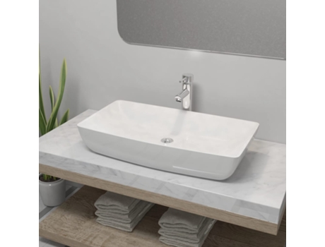 Lavabo MAISON ExCLUSIVE - de Baño Rectangular con Grifo Mezclador Cerámica Blanco