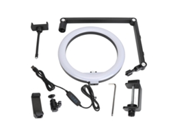 Anillo De Luz Led Ajustable Con Soporte Y Base Para Teléfono Para Transmisiones En Vivo Y Manicura - 10 Pulgadas