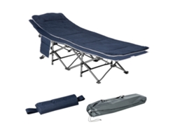 Cama Plegable De Camping Con Almohada Azul Oxford, 188x65x53cm
