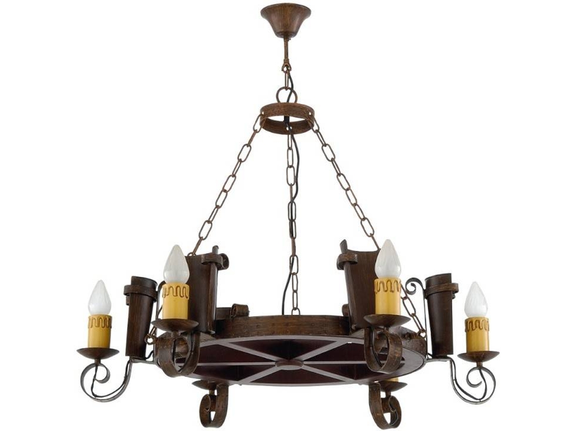 Lámpara de Techo FABRILAMP Cantina (Marrón - Metal, Cerámica, Madera - 80x85 cm)