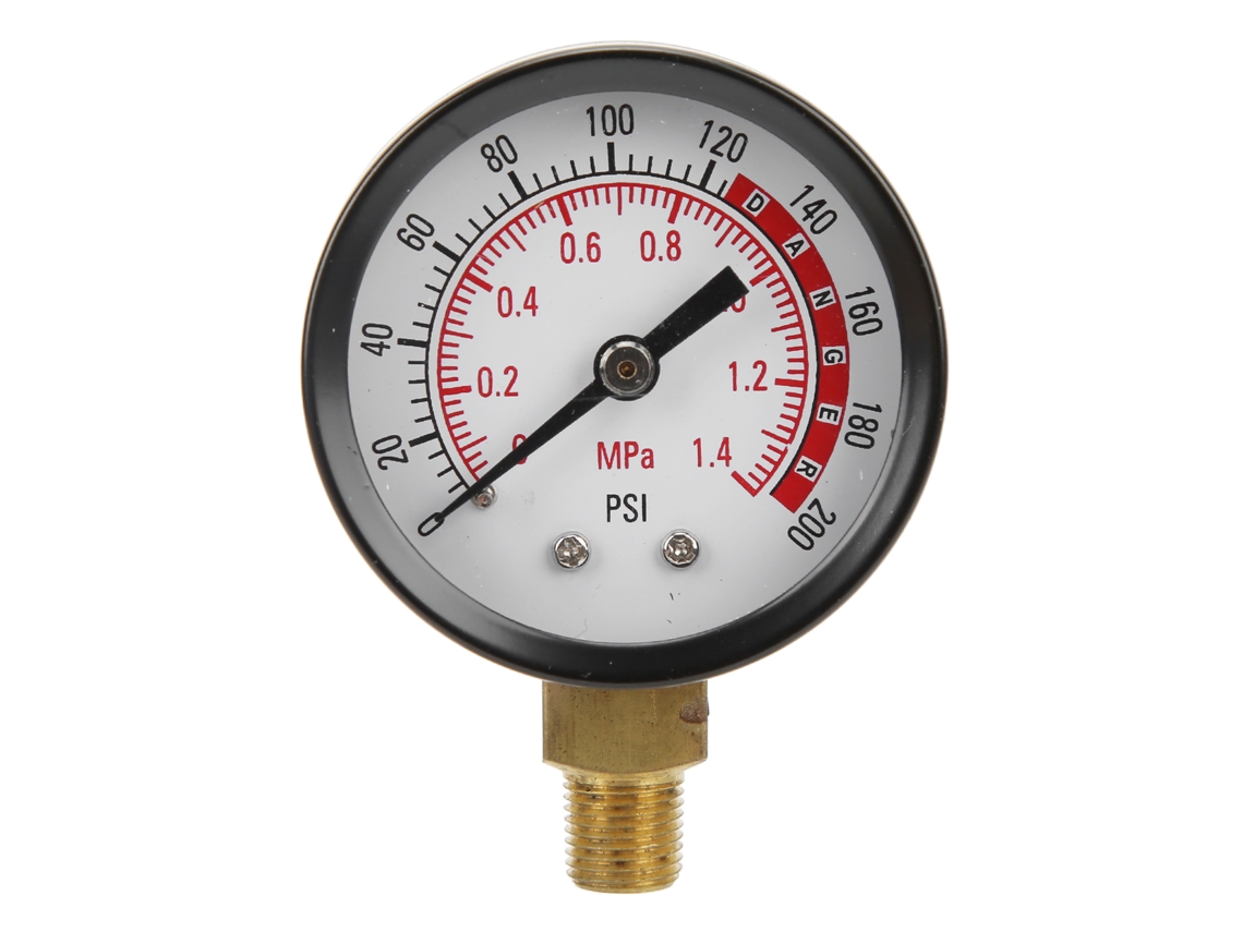 Manómetro Radial Y50 Con Esfera Circular, Doble Escala De 0 A 1,4 Mpa/200 Psi, Conexión Npt De 1/8 Pulg. Para Aire, Aceite Y Agua.