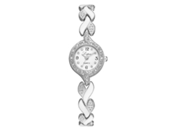 Elegante Reloj De Pulsera Retro Para Mujer Con Movimiento De Cuarzo Y Diamantes De Imitación, Diseño De Hojas, Color Blanco Plateado.