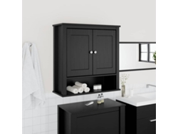 Armario de baño Berg de pared, 69,5 x 27 x 71,5 cm, madera maciza, color negro.