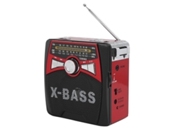 Rádio Portátil Fm Am Sw Com Antena Telescópica Usb Alto-falante Luz Led Bateria 1200mah Vermelho