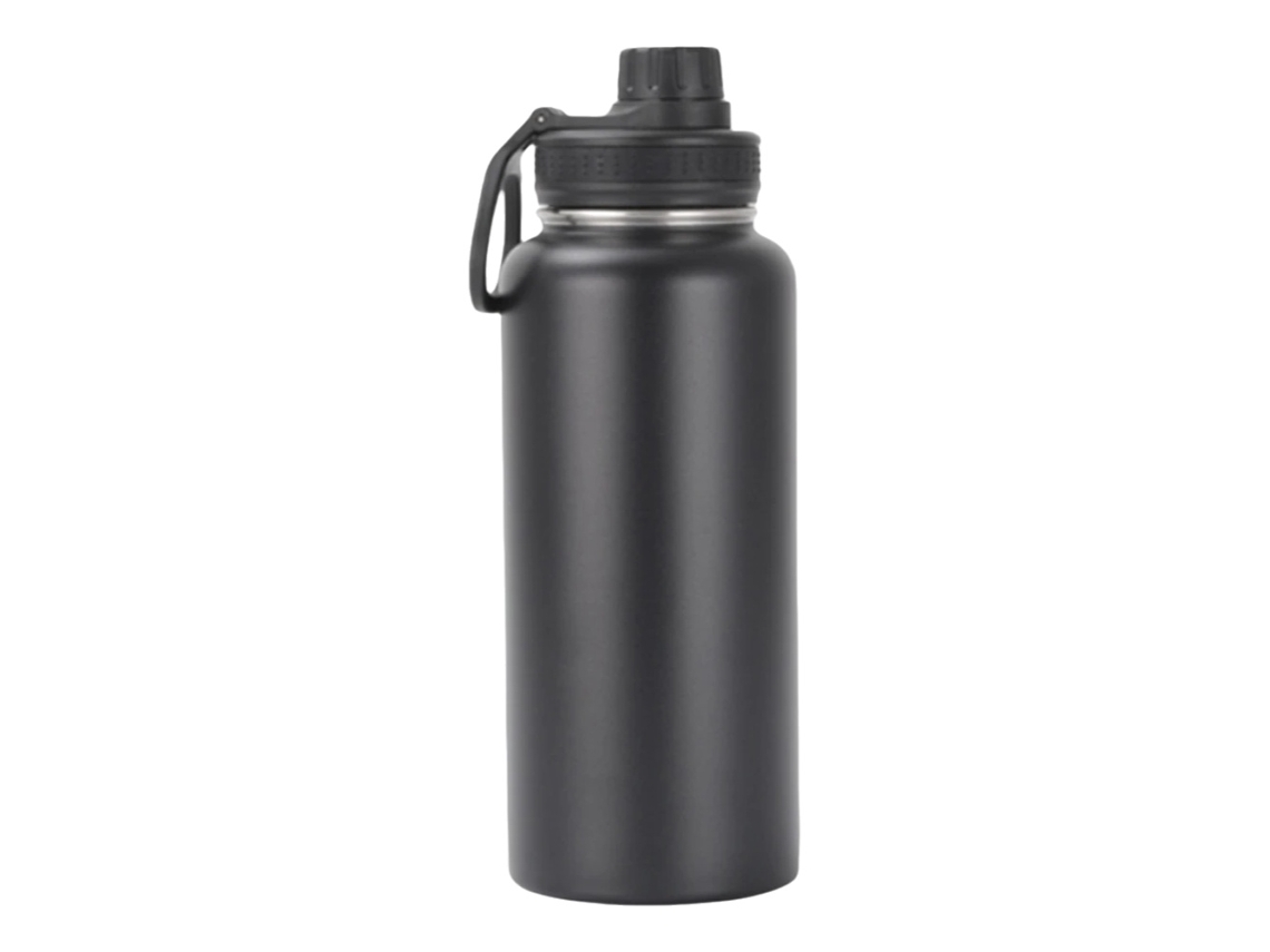 Botella térmica de acero inoxidable de 1000 ml, con doble aislamiento, impermeable y resistente a gases. Mdug (negra)