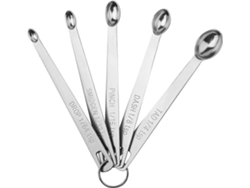5 Cucharas De Medida Mini Con Anillo 1/64 1/32 1/16 1/8 1/4 Cucharaditas Acero Inoxidable Marcas Grabadas