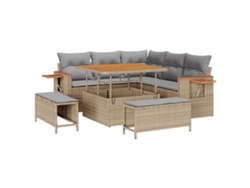 Maison Exclusive - Conjunto De Sofás De Jardín Con Cojín 9 Pcs Beige Y Gris Claro