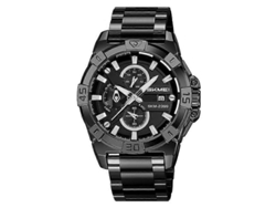 Reloj de pulsera Skmei 2399 para hombre con tres esferas, brazalete de acero y movimiento de cuarzo.