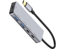 Hub Usb-c 4 En 1, Transferencia De Datos De 10 Gbps, Carga Pd De 100 W, 2 Puertos, Aluminio.