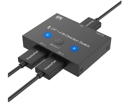 Displayport 1.4 8K Bidireccional Dp Switch Splitter Entrada 2 Salida / 2 Entrada 1 Salida Dp Switch Soporte 8K@60Hz 4K@120Hz 1080P para BISBISOUS