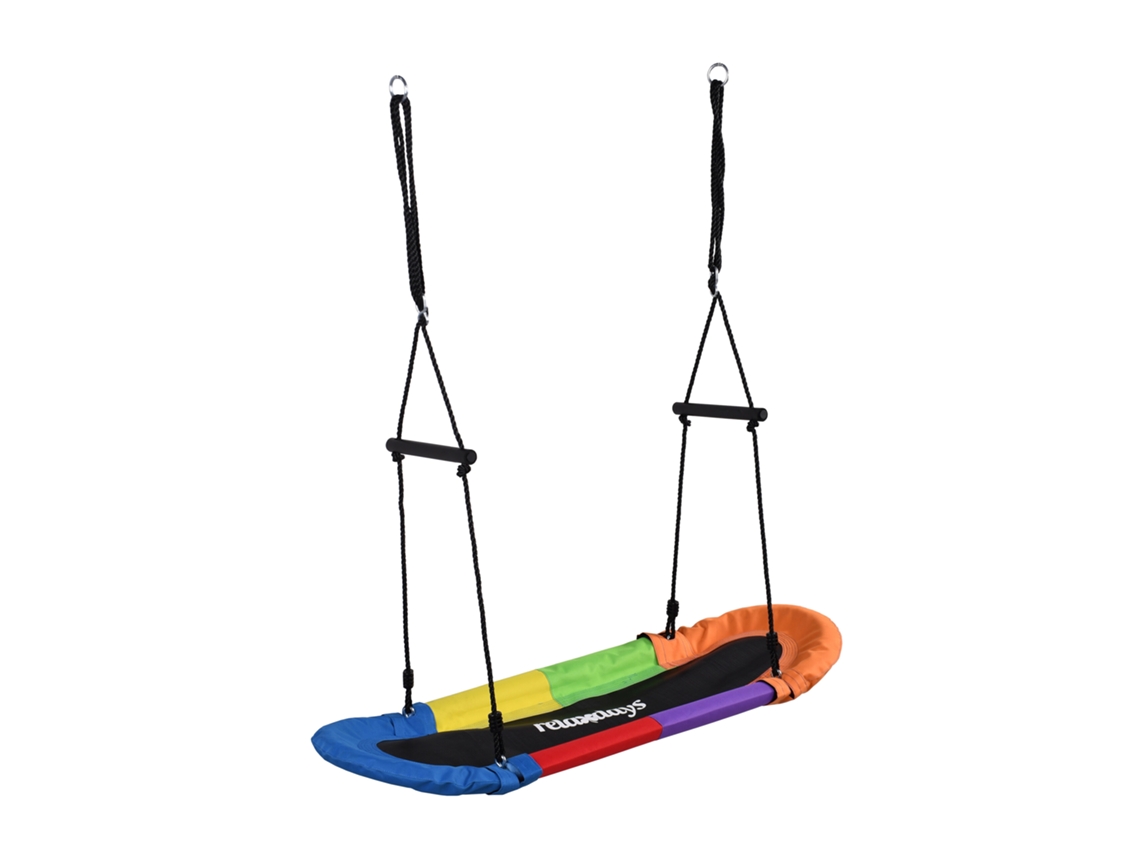 Columpio Nido Ovalado Relaxdays, Para Niños Y Adultos, 150 Kg, Con Asas, Bt: 123 X 45 Cm, Multicolor