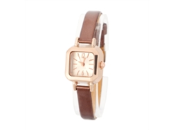 Reloj De Pulsera Analógico De Cuarzo Para Mujer Con Elegante Correa De Pu Marrón.
