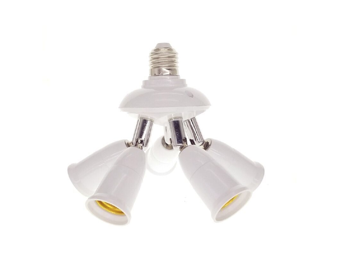 Adaptador De Casquillo 3 En 1 E27/e26, Base Para Lámpara Led, Rotación De 360°, Material Ignífugo.