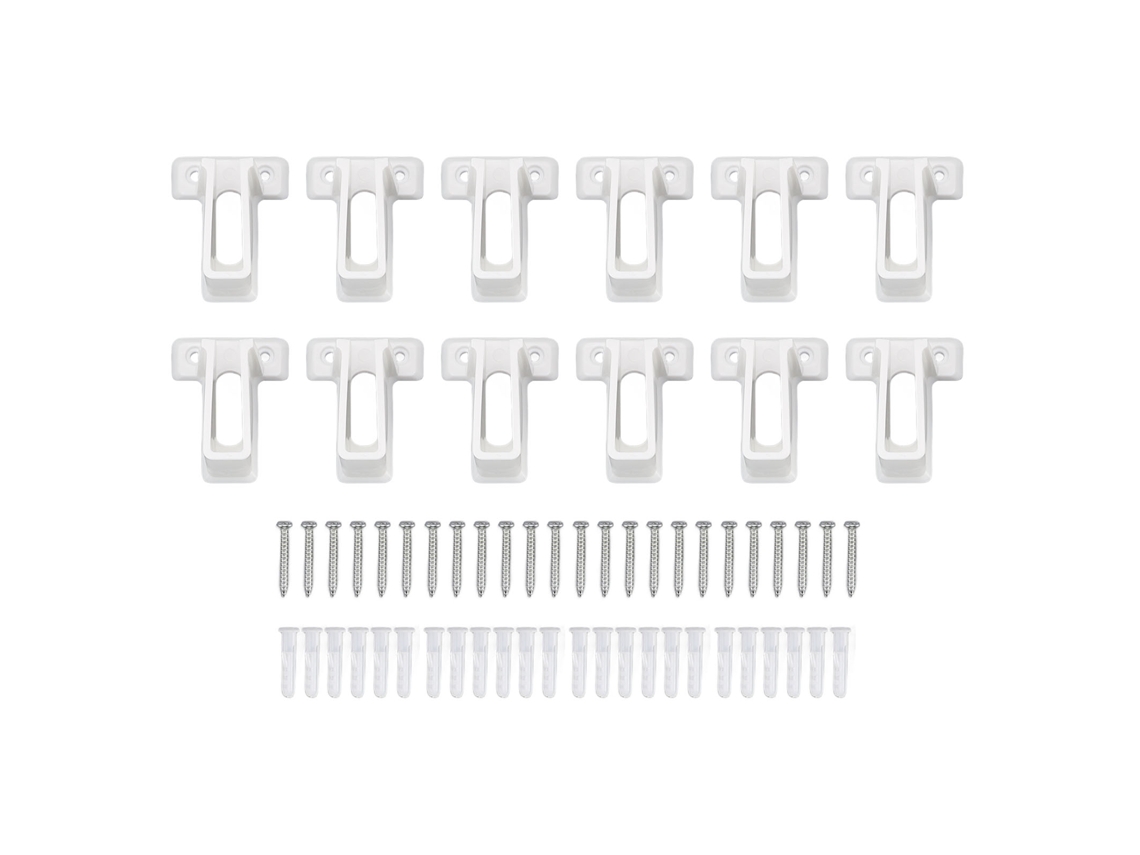 Soportes de alambre de plástico blanco para estantes, 12 unidades