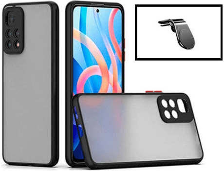 Kit Carcasa Trasera Protección Cámara + Soporte de Auto Xiaomi Redmi Note 11 GIFT4ME Negro