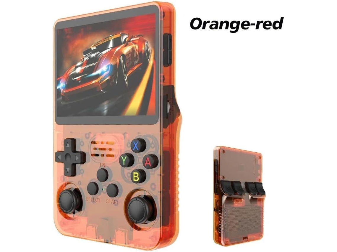 Consola De Jogos Porttil Fwinl R36s Jogo De Arcade Retro Porttil, Sistema Duplo 3d, Cor Laranja Semitransparente 128gb