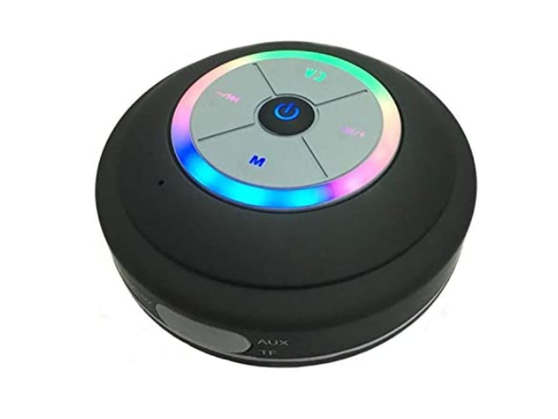 Altavoz de ducha LED Bluetooth con radio FM, altavoz de ducha inalámbrico portátil, Chennnls negro
