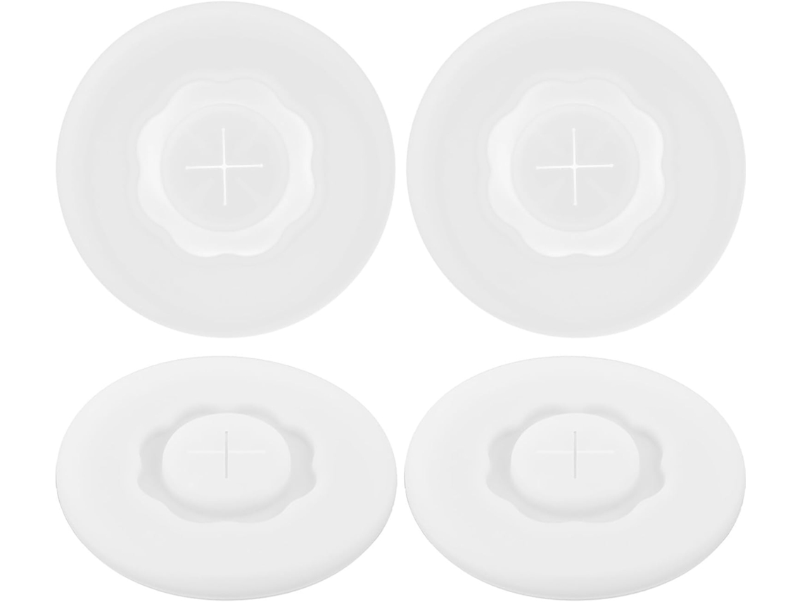 Tapas de silicona reutilizables para vasos, juego de 4, transparentes, 90 mm, con orificio, Gokoco