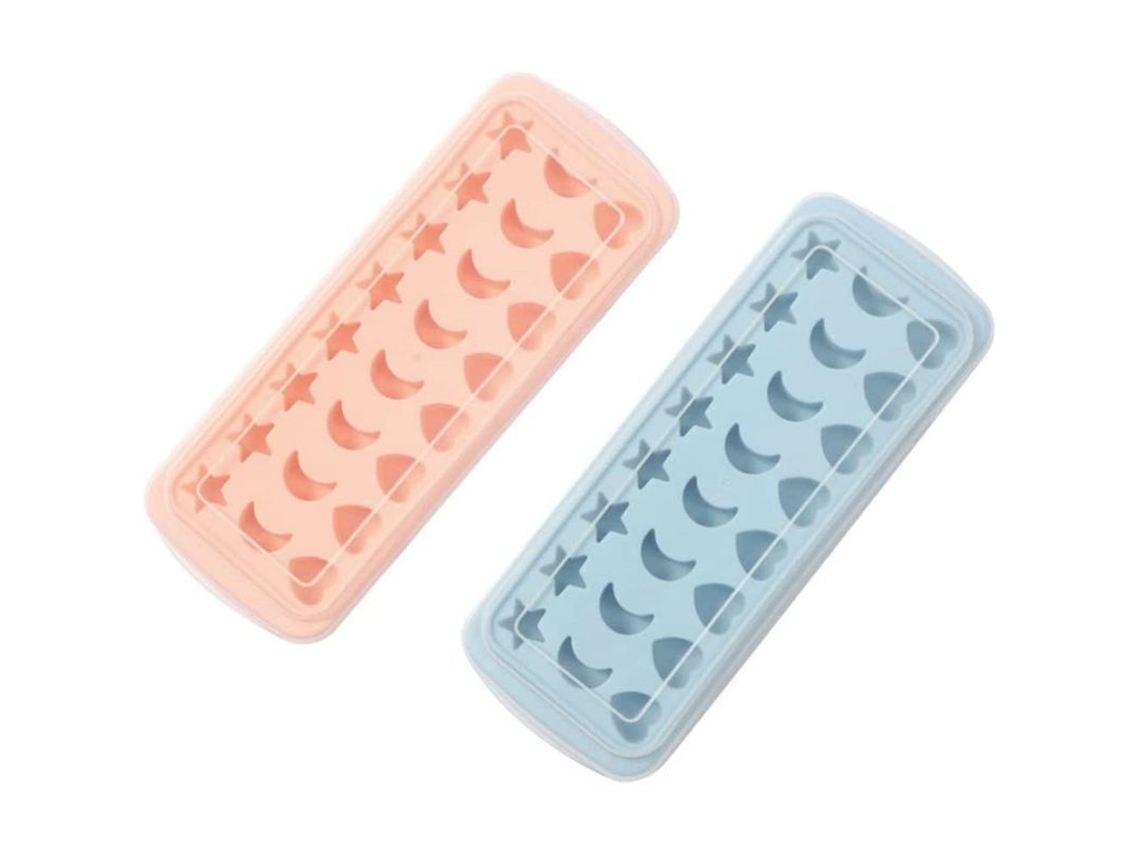 2026altiro-moldes De Silicona Para Cubitos De Hielo Con Forma De Corazón Y Luna Para Chocolate, Pasteles Y Jabón (hazlo Tú Mismo) Con Tapa Rosa Y Azul.