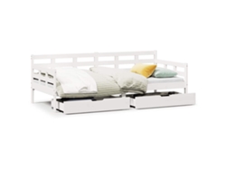 Maison Exclusive - Sofá Cama Con Cajones Madera Maciza De Pino Blanca 80x200 Cm