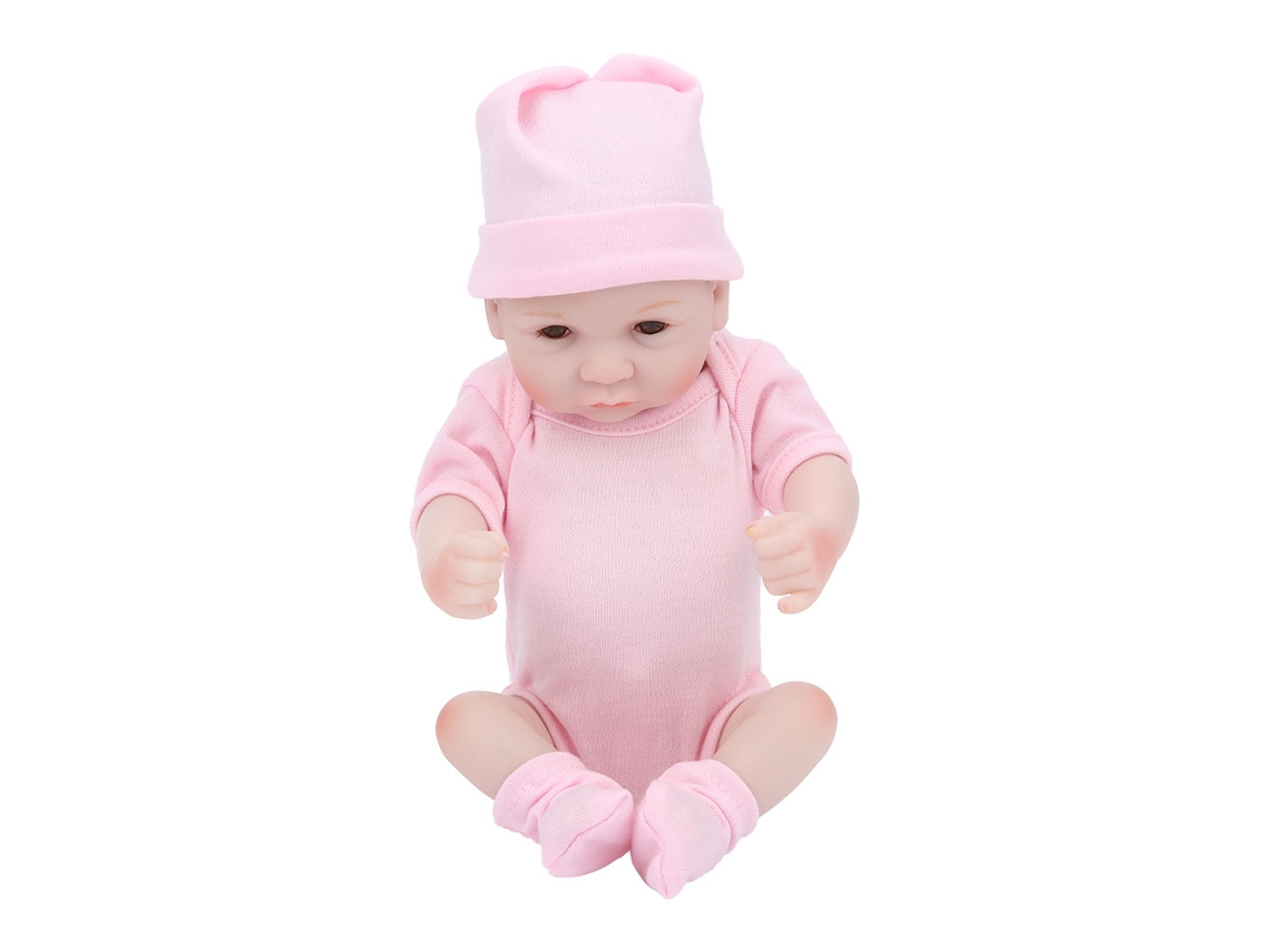 Rebe-muñeca Bebé De Silicona Simulada Realista 10 Pulgadas Ojos Abiertos Rosa Regalo Para Niñas