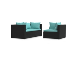 Maison Exclusive - Set De Muebles De Jardín 3 Pzas Y Cojines Ratán Sintético Negro