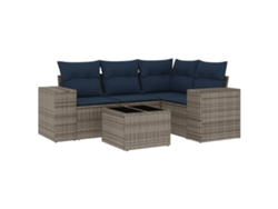 Maison Exclusive - Conjunto De Sofá De Jardín De 5 Piezas Con Cojines, Poliratán Gris