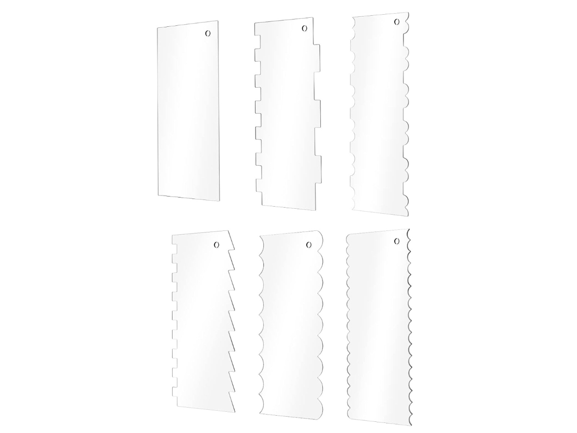 Juego de espátulas para pasteles de acrílico transparente, alisador, espátula y peine para bordes NEVEANCE