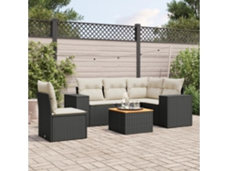 Conjunto de sofás de jardín de 6 piezas DKD Home Decor con cojines de mimbre negros