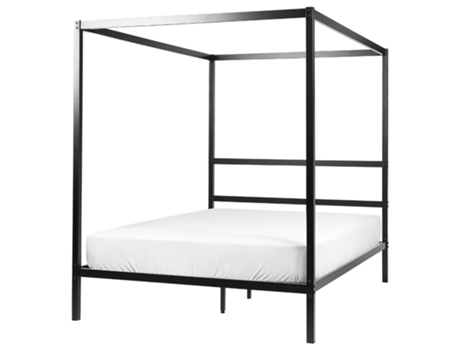 BELIANI Cama con dosel de metal negro Lestards 148x209x189
