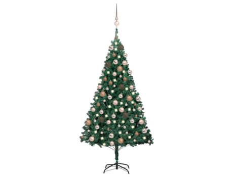 Árbol de Navidad preiluminado VIDAXL con luces y bolas verde (180 cm)