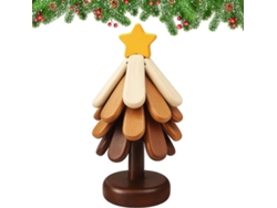 Juego de 4 salvamanteles de madera con forma de árbol, plegables y antideslizantes | Por Gokoco