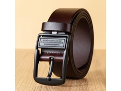 Cinturón retro de TPU para hombre de Yuysan, hebilla de aguja, 130 cm de largo, color café con hebilla negra.