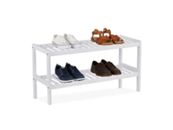 Zapatero Relaxdays, Hxbxt: 33 X 70 X 26 Cm, Bambú, 2 Niveles, Para 6 Pares De Zapatos, Zapatero Con Estantes, Blanco