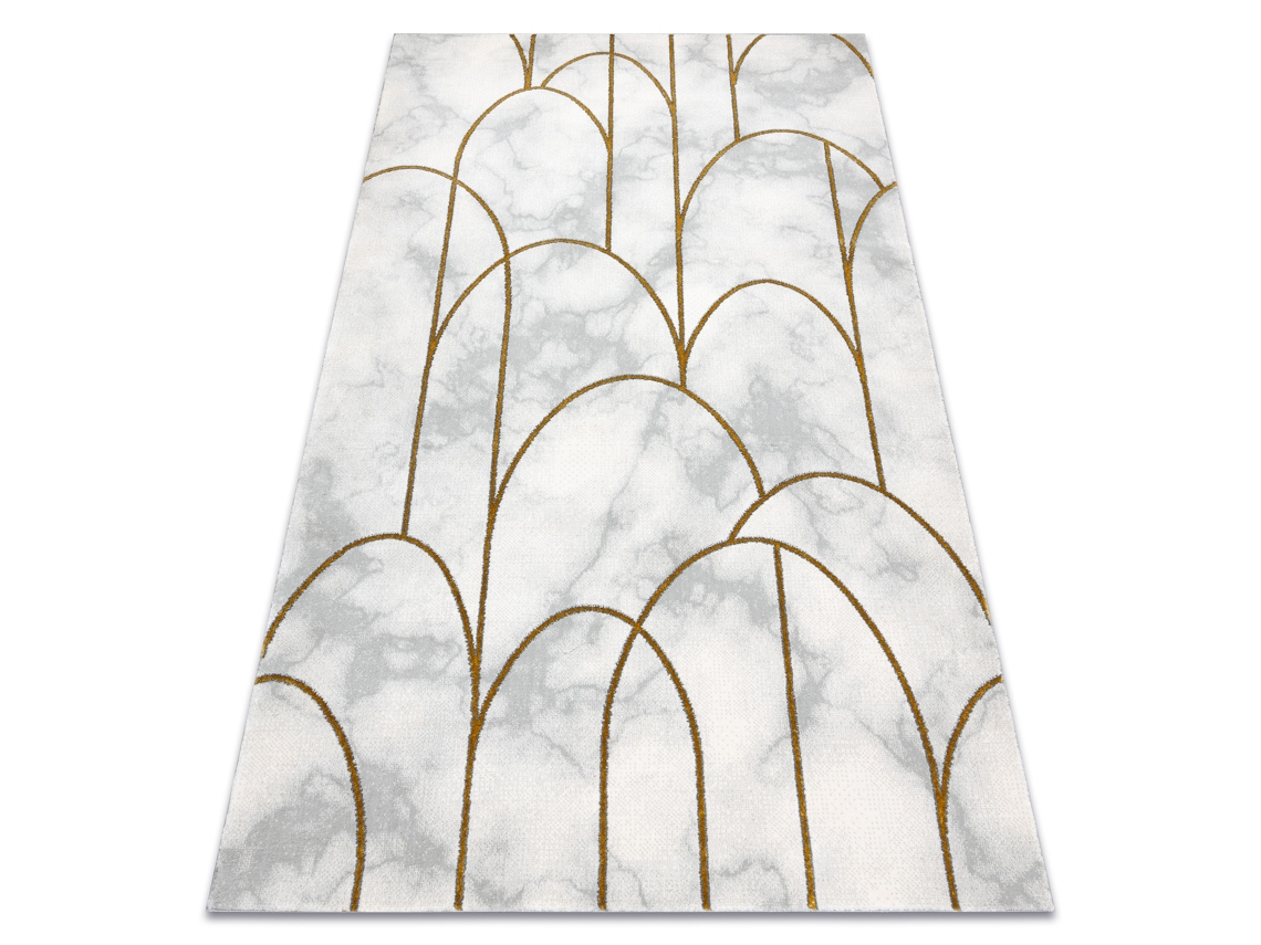Alfombra Emerald Exclusivo 1016 Glamour, Elegante Art Deco, Mármol Crema / Oro (200 x 290 cm)