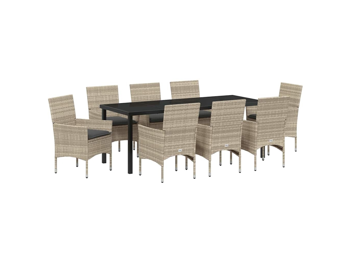 Maison Exclusive - Conjunto De Comedor De Jardín 9 Pcs Gris Claro Ratán Sintético