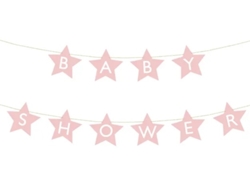 Cartel Publicitario Para Estrellas De Baby Shower Rosa Brillante 290 Cm X 16,5 Cm