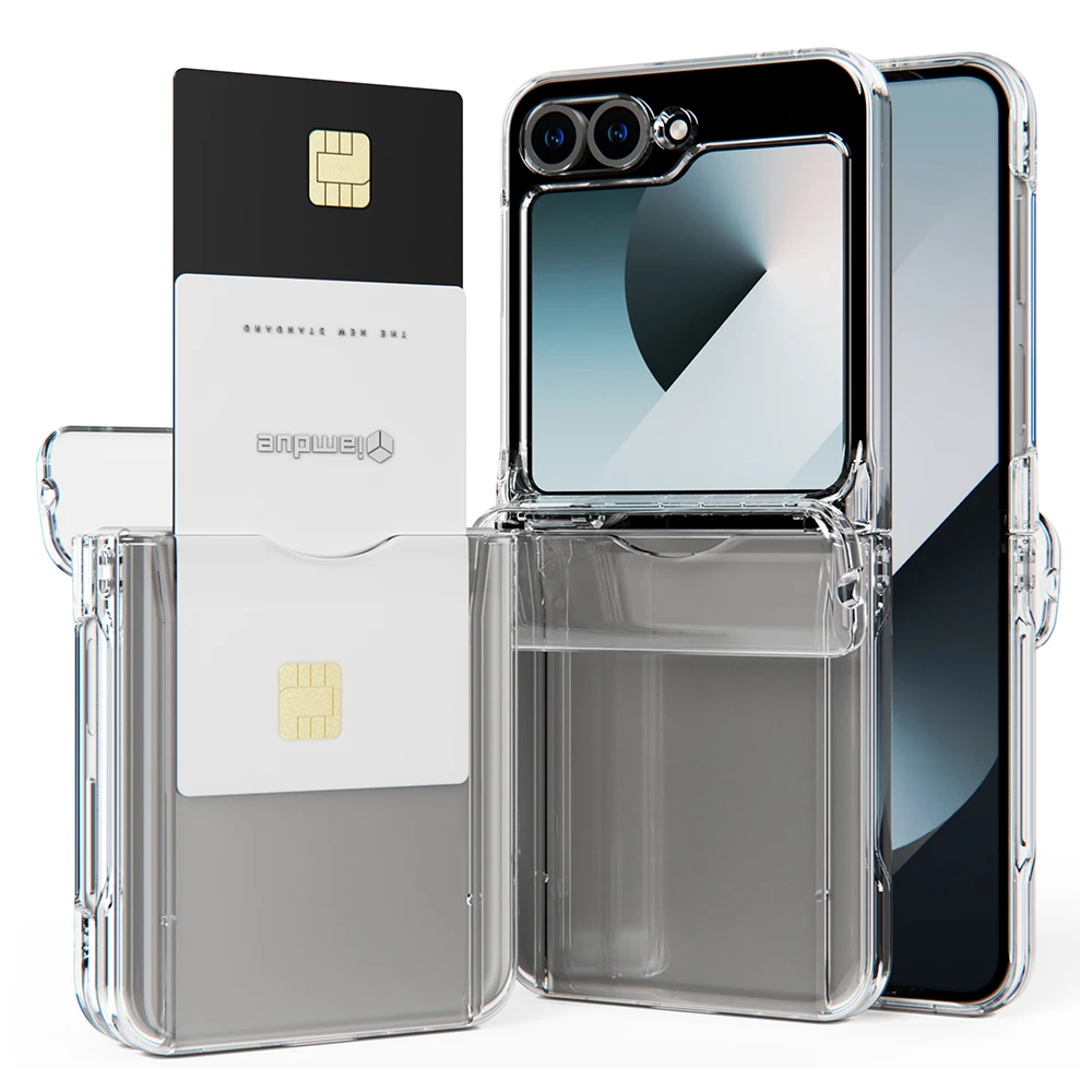 (transparente, Galaxy Z Flip7) Funda Plegable Para Teléfono, Funda De Tarjeta De Billetera Utilizable, Protección Integral Rígida A Prueba De Golpes
