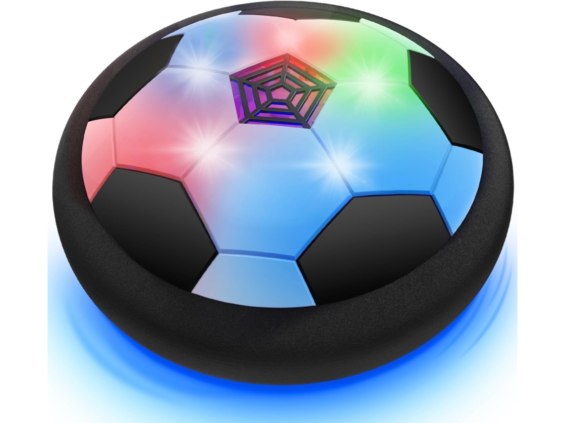Balón de fútbol flotante y recargable con luces LED y música, ideal para entrenamiento de fútbol en interiores y exteriores.